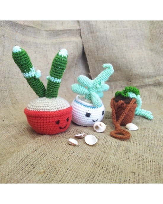 Amigurumi Mini Cute Plant Set, Doll for Kids, Amigurumi Doll, Crochet Doll, 100% Organic Syrian Handmade Soft Amigurumi Toy, Amigurumi Sleeping Friend