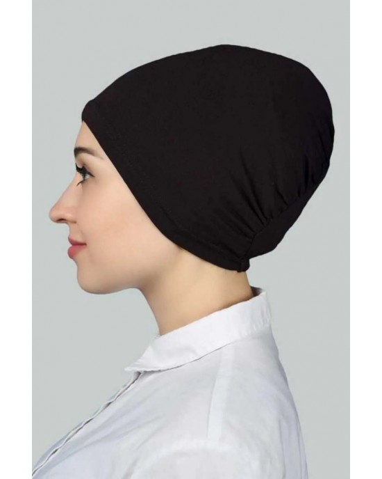 Ready Practical Snap-on Elastic Hijab Bonnet - Black