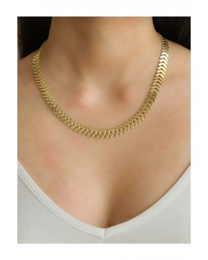 Kadın Altın Renkli Kararmayan Paslanmaz Çelik Balık Kılçığı Kolye