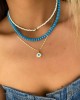 Evil Eye Detail Bead Crystal Stone Triple Set Necklace - Women's Multi-Set Necklace