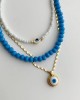 Evil Eye Detail Bead Crystal Stone Triple Set Necklace - Women's Multi-Set Necklace