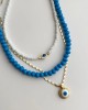 Evil Eye Detail Bead Crystal Stone Triple Set Necklace - Women's Multi-Set Necklace