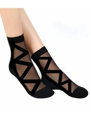 Women's Patterned Black Tulle Socks 6 Pack - Stylish and Comfy Socks