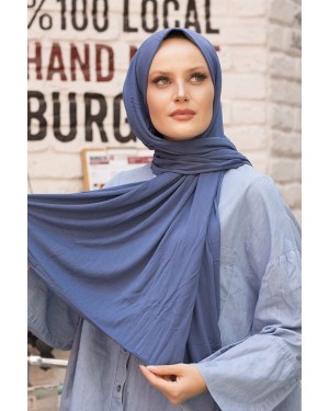 شال نسائي من القطن باللون الأزرق النيلي - ناعم وأنيق شال نسائي من القطن باللون الأزرق النيلي - ناعم وأنيق