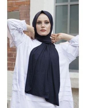 شال نسائي من القطن المصري - لون أزرق داكن شال نسائي من القطن المصري - لون أزرق داكن