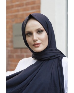 شال نسائي من القطن المصري - لون أزرق داكن شال نسائي من القطن المصري - لون أزرق داكن