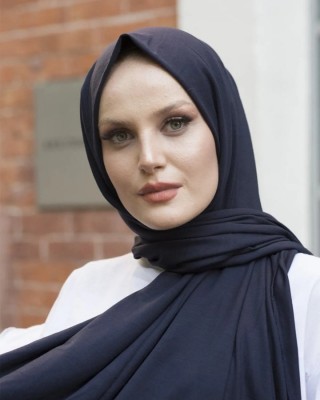 شال نسائي من القطن المصري - لون أزرق داكن