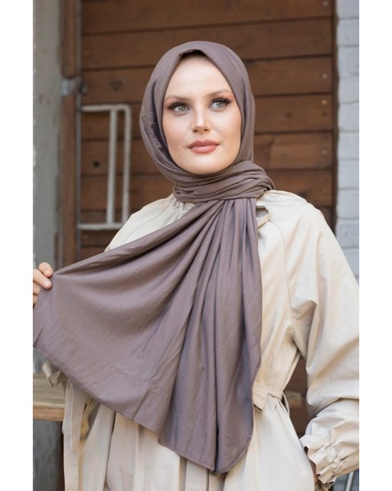 Women's Cotton Combed Cotton Shawl-Hijab in DARK MINK