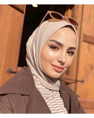 Kadınlar İçin Pamuklu Penye Şal-Eşarp, Latte Rengi