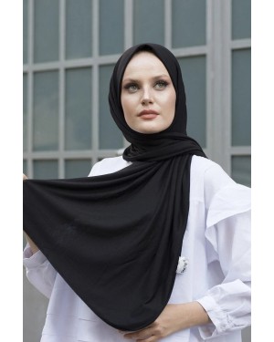 Women's Black Cotton Combed Shawl-Hijab for Comfort and Style Women's Black Cotton Combed Shawl-Hijab for Comfort and Style