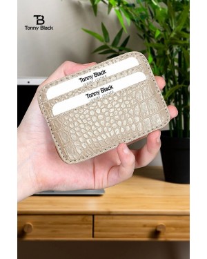 Tonny Black Orijinal Süper İnce Croco Deri Kredi Kartı Cüzdanı