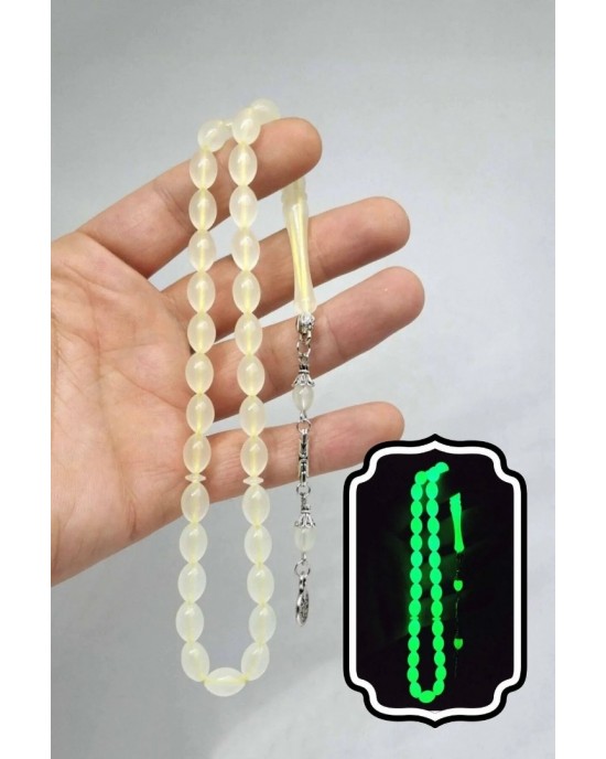 Cat's Eye Prayer Beads Glowing in the Dark - Phosphorescent Cat's Eye Prayer Beads