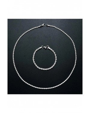 Unisex Gümüş Kaplama İnce Uzunluk Ayarlı Kolye Bilezik Takı Seti - Paslanmaz, Kararmaz, Renk Solmaz