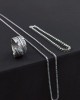 Leaf Feather Shaped Adjustable Silver Plated Ring, Cube Bracelet and Necklace Set - Unique Jewelry Set