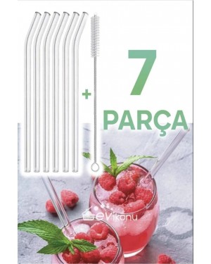 6 Parça Temizlenebilir Cam, Kıvrımlı Pipet ve Temizleme Fırçası - Kokteyl Sunum Pipetleri Yıkanabilir 6 Parça Temizlenebilir Cam, Kıvrımlı Pipet ve Temizleme Fırçası - Kokteyl Sunum Pipetleri Yıkanabilir