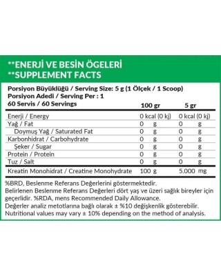 High Nutrition 100% Micronized Creatine Monohydrate - 300 Gr (60 Servings) - Unflavored