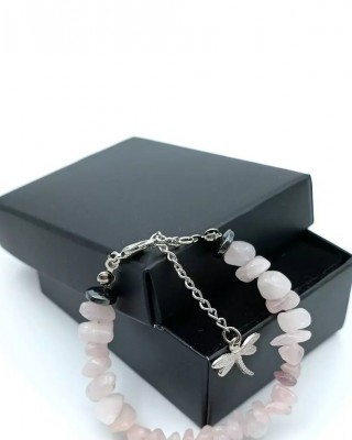 سوار الحب المغناطيسي المصنوع من الحجر الطبيعي - سوار حجر الكوارتز الوردي