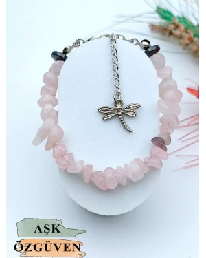 Doğal Taş Aşk Manyetik Bilezik - Pembe Kuvars