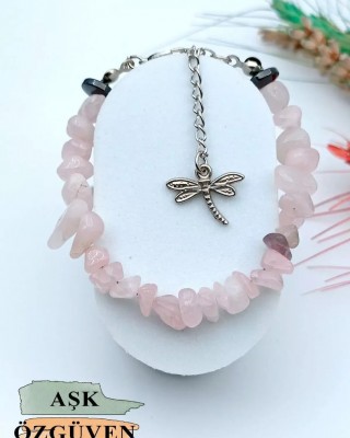 سوار الحب المغناطيسي المصنوع من الحجر الطبيعي - سوار حجر الكوارتز الوردي