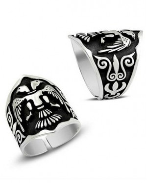 Kayi Rings, Ertugrul Archer Thumb Ring, Seljuk Double-Headed Eagle Turkish Archery Ring, 925 Sterling Silver Men's Ring Kayi Rings, Ertugrul Archer Thumb Ring, Seljuk Double-Headed Eagle Turkish Archery Ring, 925 Sterling Silver Men's Ring
