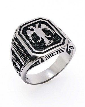 Kayi rings, Ertugrul Ring, Seljuk Double-Headed Eagle Ring, 925 Sterling Silver Men's Ring