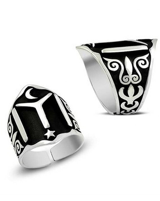 Kayi Rings, Ertugrul IYI Kayi Symbol Archer Thumb Ring, Star and Crescent Symbol Turkish Archery Ring, 925 Sterling Silver Men's Ring