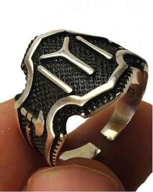 Kayi Rings, Turgut Alp, Resurrection Ertugrul Rings Series, Turgut Alp axe and IYI symbol  Silver Men's Ring Kayi Rings, Turgut Alp, Resurrection Ertugrul Rings Series, Turgut Alp axe and IYI symbol  Silver Men's Ring