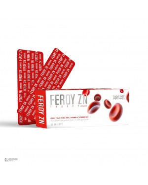 FEROY ZN أقراص الحديد والزنك وحمض الفوليك, تعزيز المناعة وعلاج فقر الدم, 30 قرصًا