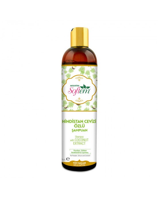 Natural Coconut Shampoo, Coconut Extract, Softem, Paraben-free, Silicone, and Colorants Free, For all hair types, 400 ml