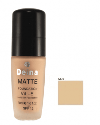 Deina كريم اساس سائل سيلك فاونديشن تغطية مثالية مضاد للحساسية, SPF 15, M01, أوقية سائلة, 30 مل