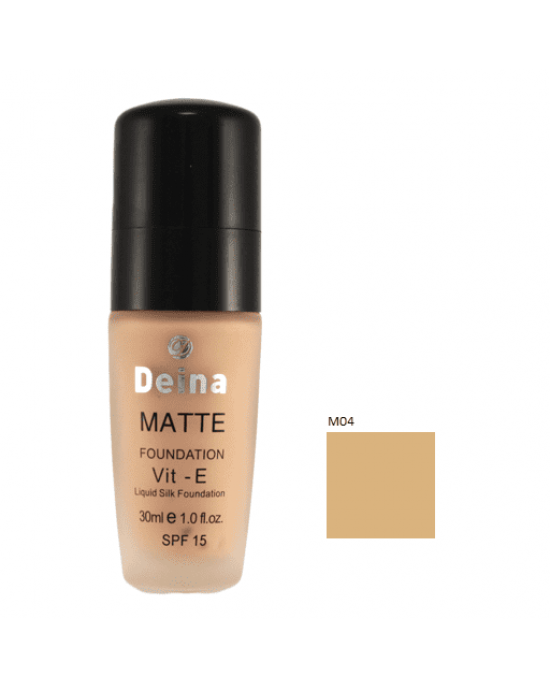 Deina Matte Liquid Foundation Full Coverage Anti Allergic SPF 15 with Vitamin E, M04, 30 ml 1.0 fl. oz