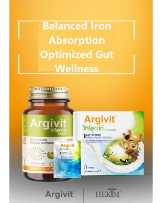 Argivit Inferrin Capsules: Iron-Boosting Lactoferrin Formula for Immune, Gut Health & Iron Regulation – 30 Capsules 200 mg