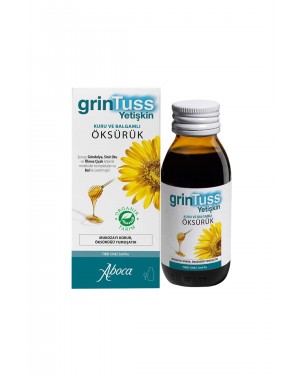 شراب غرينتوس GrinTuss دواء كحة للكبار والمراهقين مسكن ومقشع عضوي لعلاج السعال الجاف المعند والمخاطي الليلي والنهاري 128 غرام شراب غرينتوس GrinTuss دواء كحة للكبار والمراهقين مسكن ومقشع عضوي لعلاج السعال الجاف المعند والمخاطي الليلي والنهاري 128 غرام